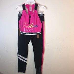Justice 2pc sports bra and leggings set size large (12-14) NWT